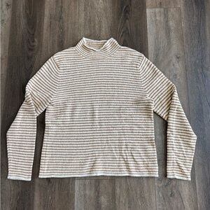 J. Crew sweater. Women’s size large.  Cream with tan stripes.  Very soft!